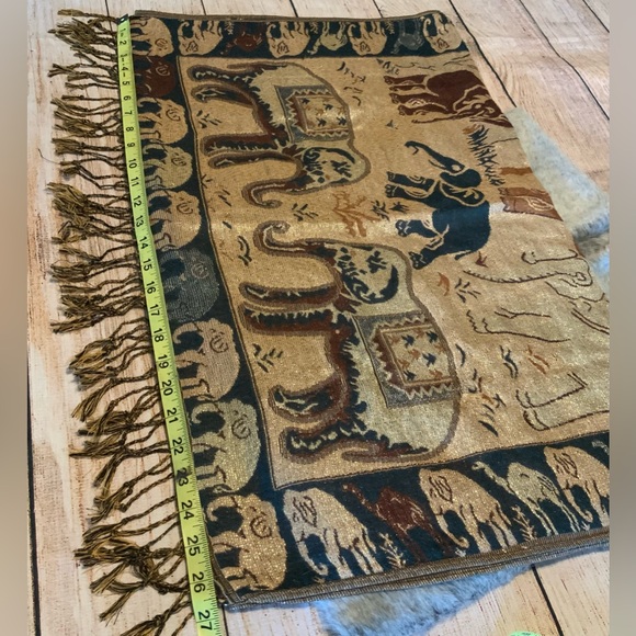 100% Cashmere Pashmina Elephant Pattern Scarf Wrap - Picture 8 of 10